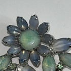 Kramer Of New York Blue & Green Givre Glass & Rhinestone Brooch & Clip Earrings  — photo 3
