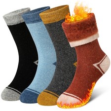Kids Wool Heated Hiking Socks Thick Warm Thermal Soft Winter Snowboarding Boy...