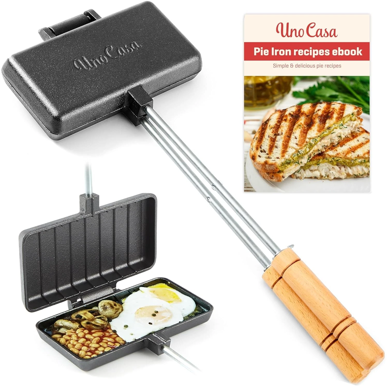 Uno Casa XL Cast Iron Pie Iron Sandwich Maker Japanese Grill Press Unocasa