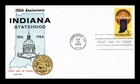 US COVER INDIANA STATEHOOD SESQUICENTENNIAL FDC SCOTT 1308 FLUEGEL CACHET