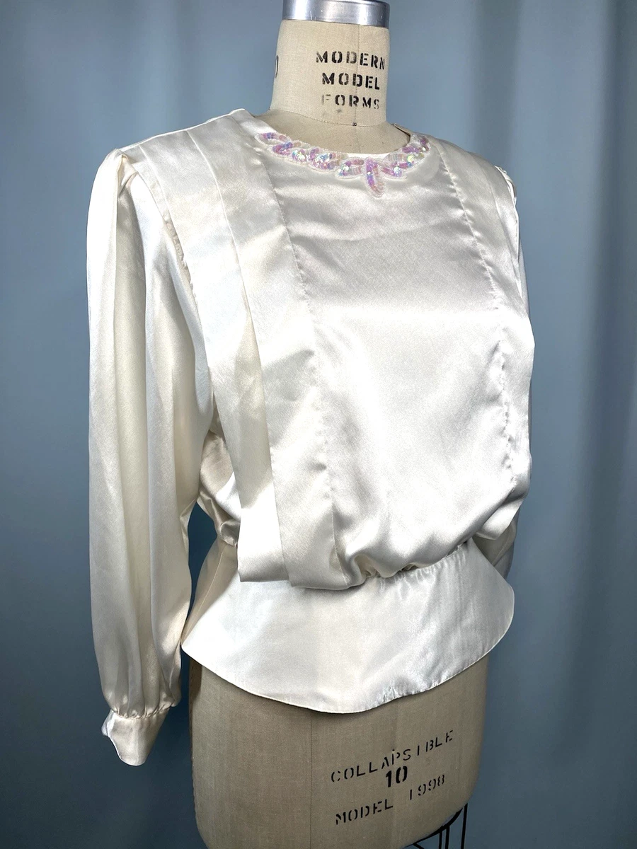 Ivory Satin Vintage Tops & Blouses for Women for sale - eBay