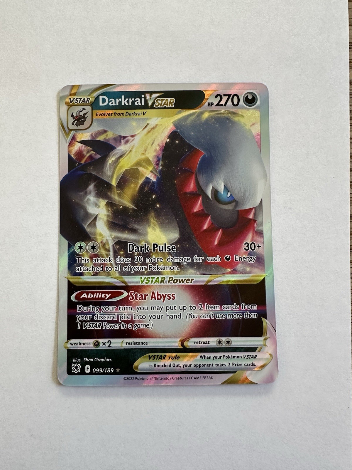 Darkrai VSTAR 099/189 Astral Radiance Ultra Rare Holo Pokemon Card Near Mint