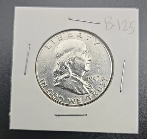 Ben Franklin Half Dollar 90% Silver,  1963--XF/AU-- B-125