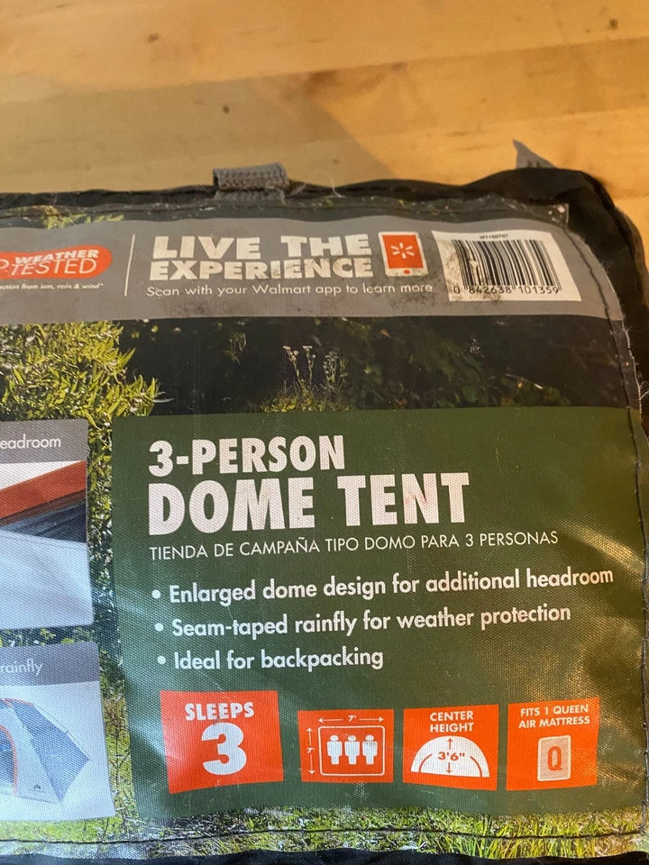 Ozark Trail 7' x 7' 3-Person Camping Dome Tent Easy Set Up, Gray - Image 2 of 4