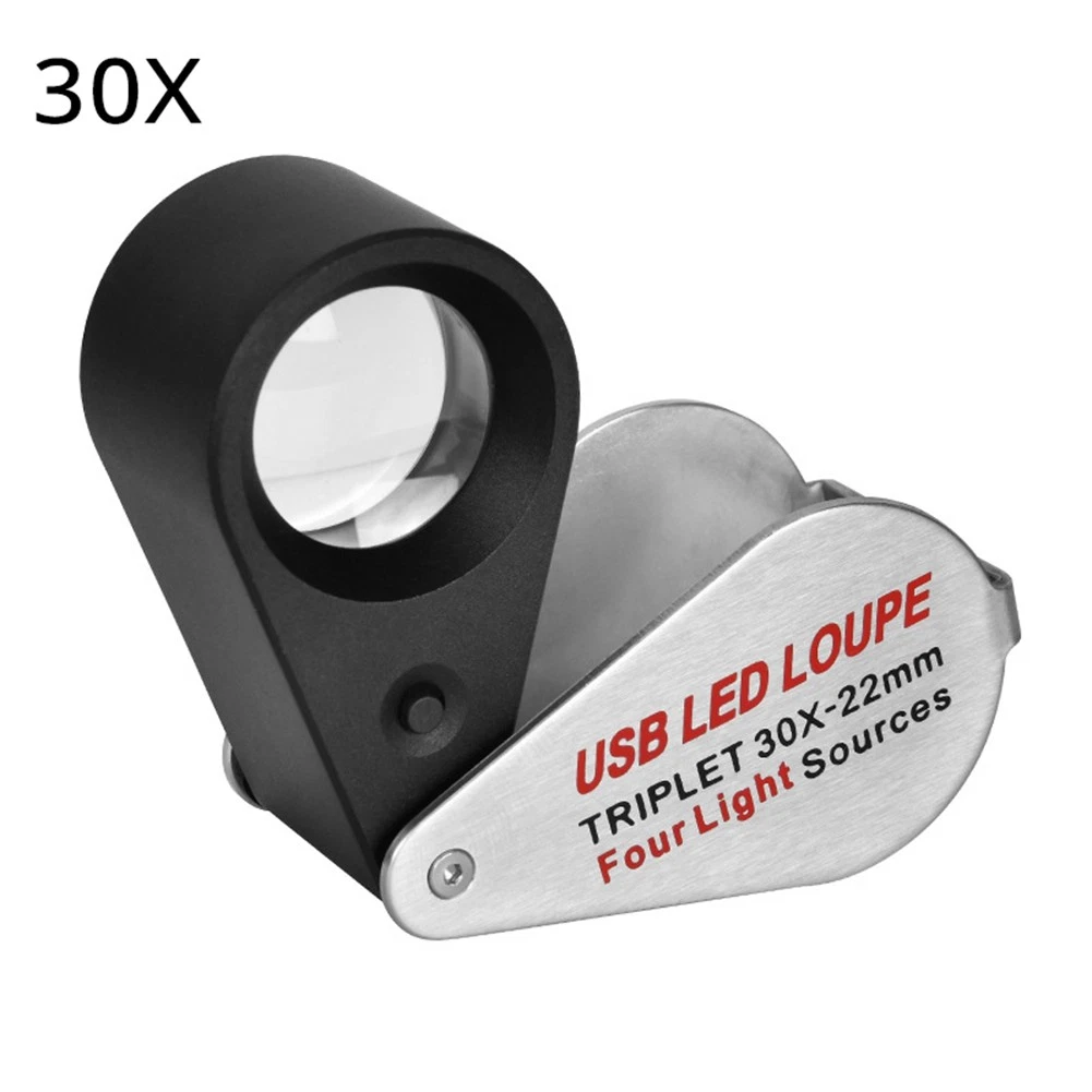 Rechargeable Four-Colour Light Source 13LED Magnifier  Jeweler Loupe5762