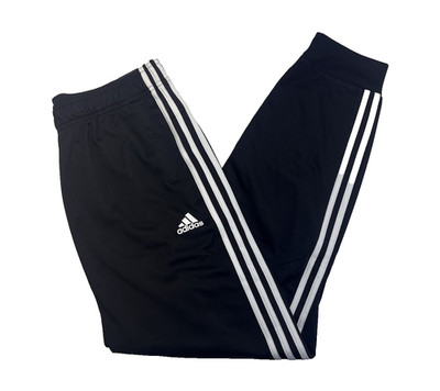 New ADIDAS Essentials Men's Large 3-Stripe Tricot Pants Black & White