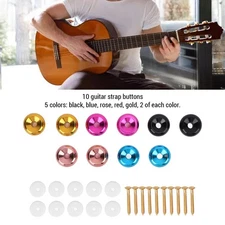 10 Set Guitar Strap Button Lock Pin Metal Anti Slip Stylish Guitar Strap End Pin