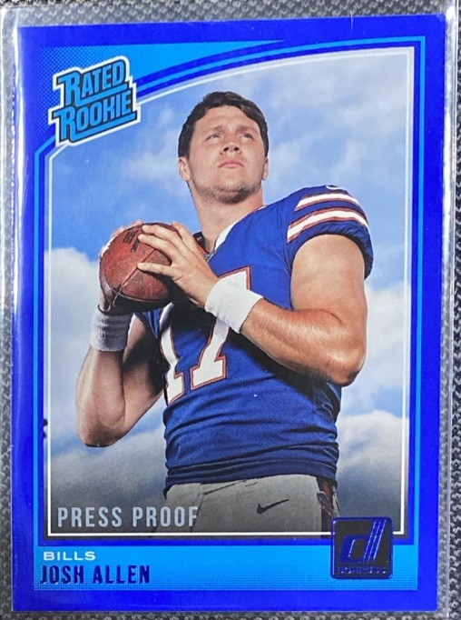 2018 Panini Donruss Josh Allen Blue Press Proof Rated Rookie #304 Bills RC SP