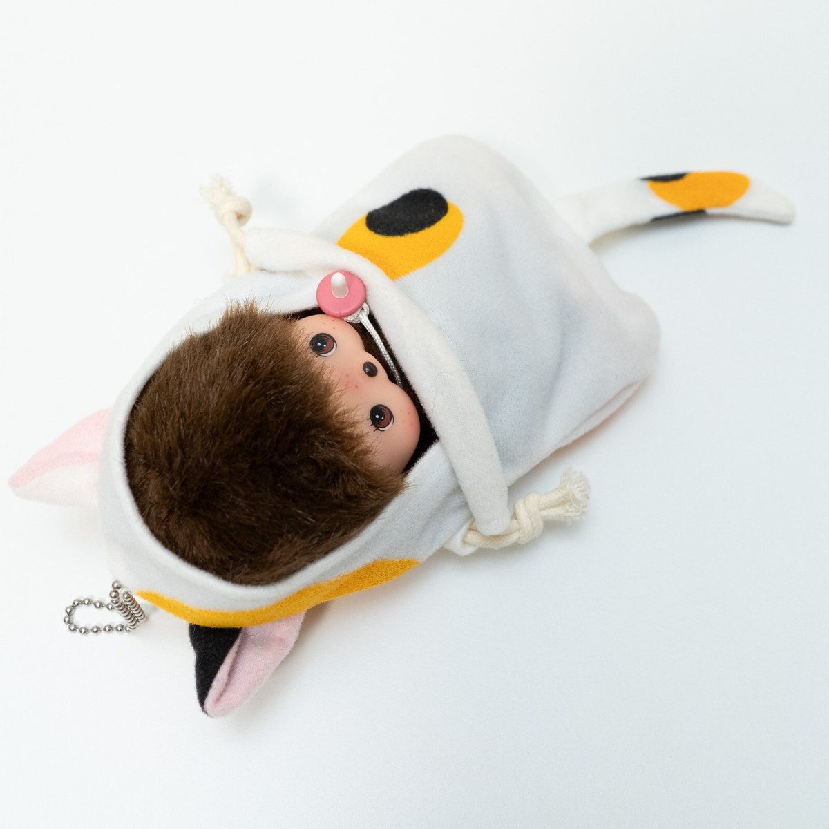 Bebichhichi Baby Monchhichi in Cat Drawstring Bag – Keychain / Bag