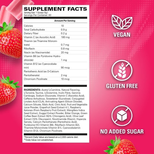 EHP Labs OxyShred Pre Workout Powder - Energy Boost Drink Strawberry, 60 Serving - Picture 4 of 8