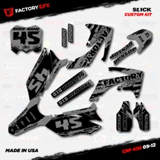 Black & Gray Slick Racing Graphics Kit fits Honda CRF450R 09-12 Crf 450 Crf450