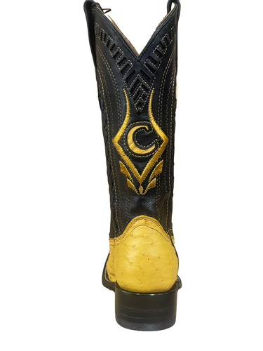 Narrow Square toe Ostrich (Yellow) Western Boots made by Cuadra Boots - Picture 6 of 8