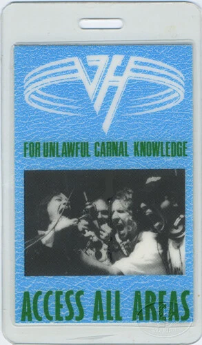VAN HALEN 1991-92 Ilegal Carnal Knowledge Tour pase entre bastidores laminado - Imagen 1 de 1