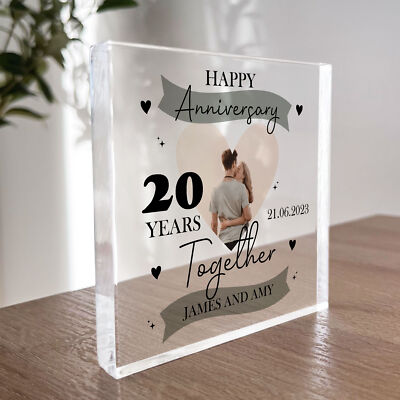 20th Wedding Anniversary Gift Personalised Photo Block Husband Wife Gift  For Him UK
