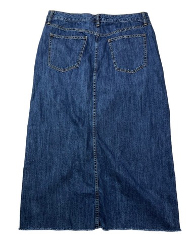 Gap Denim Women's Size 32 Maxi Long Raw Hem Dark Wash Skirt - Picture 11 of 24