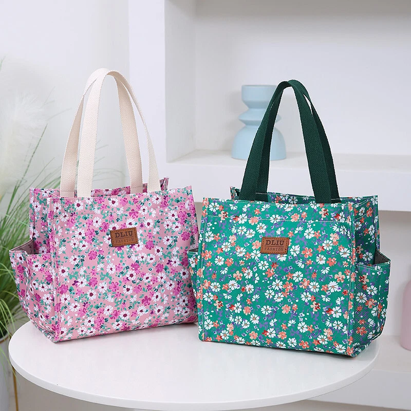 Bolso de mano portátil para mamá de gran capacidad de lona para trabajadores de oficina Bolso floral Foto 2 de 4