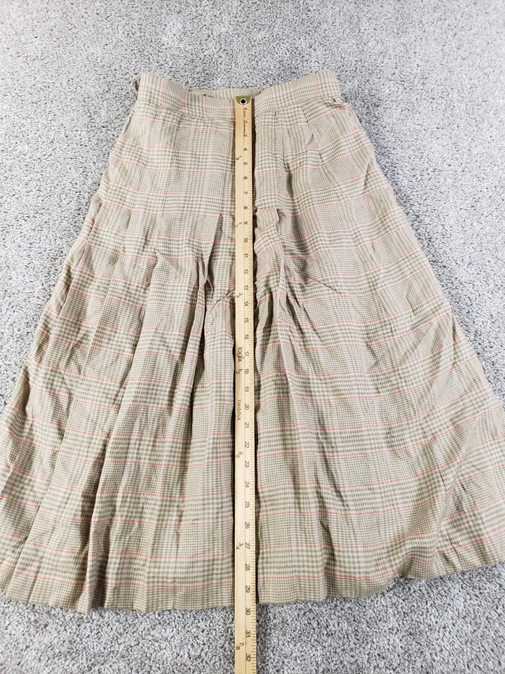 Falda de lana mediana Florence Paris para mujer beige forrada a cuadros vintage años 50 Foto 3 de 4