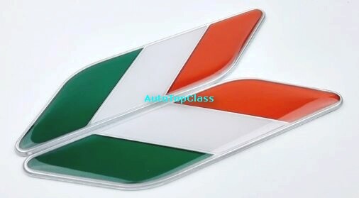2 Adesivi Metallici Bandiera Italiana 3D | Decalcomanie Paraurti Auto E Moto - Foto 3