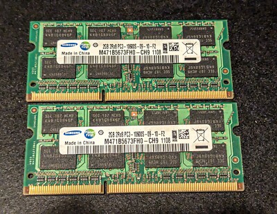 Samsung 2GB 2Rx8 PC3-10600S-09-10-F2  M471B5673FH0-CH9 Memory 4GB Total 