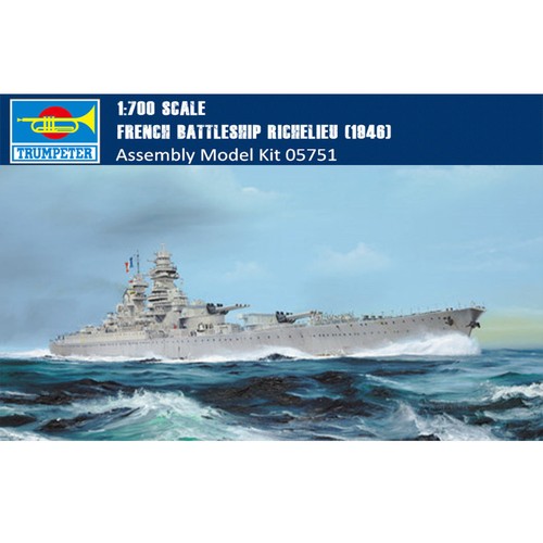 Trompetista 05751 escala 1/700 acorazado francés Richelieu modelo 1946/mazo de madera - Imagen 3 de 16