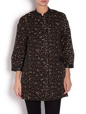 New + Tags * Morgan * Black Brown Animal 3/4 Cocoon Coat Jacket Size 12 Rrp £129