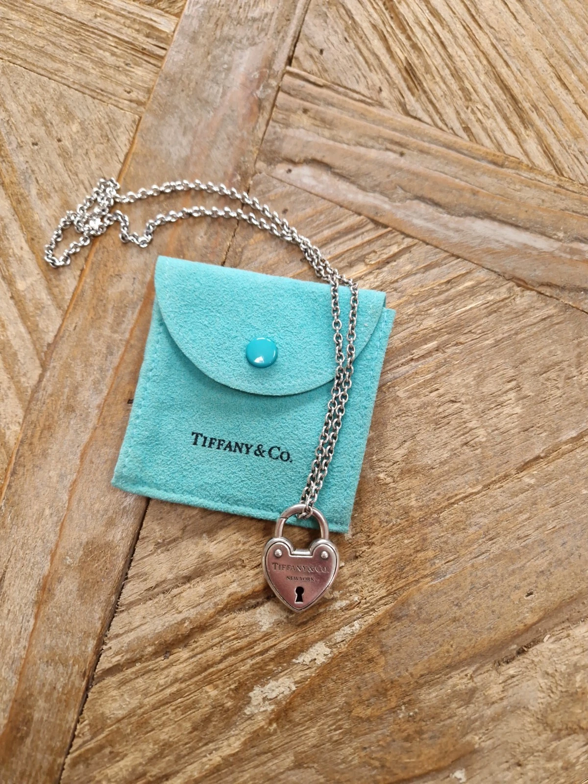 Tiffany & Co Sterling Silver Arc Heart Padlock & Chain Necklace