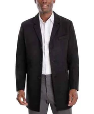 $395 Michael Kors Men's Black Ghent Slim Fit Overcoat Winter Coat 46L yse2022