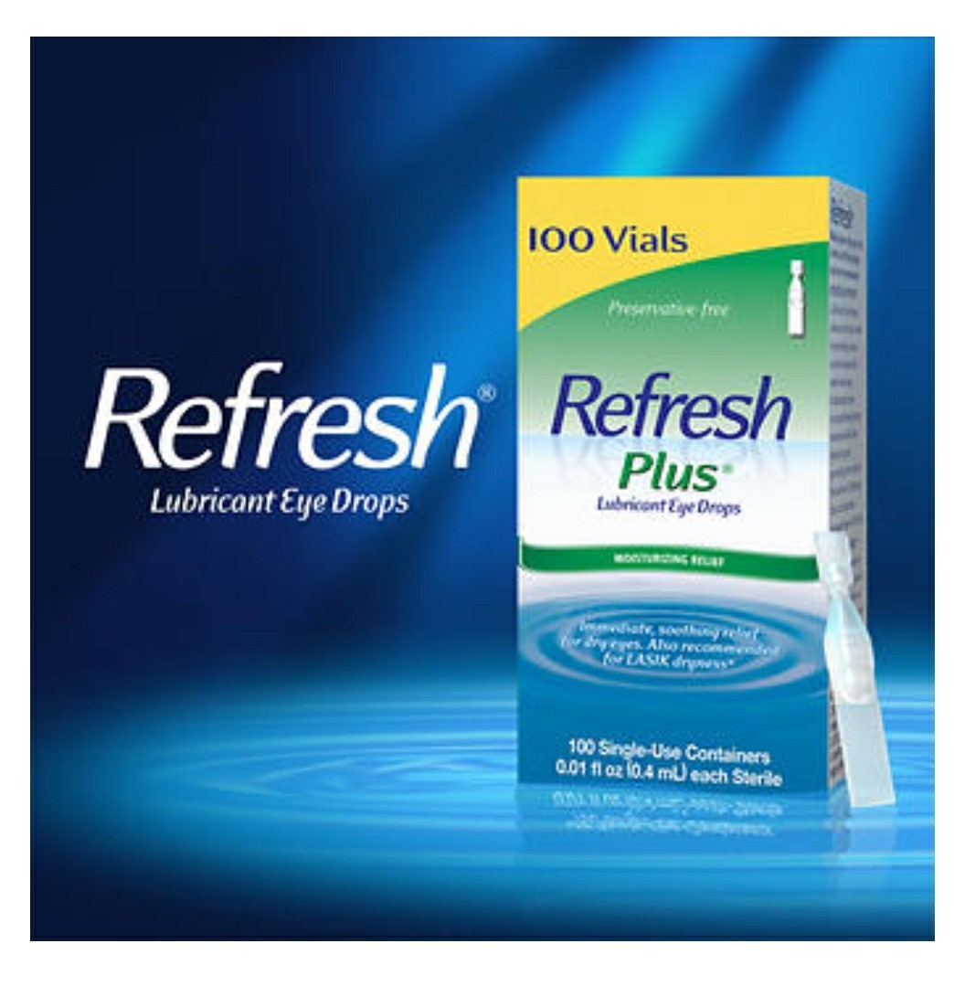 REFRESH PLUS Lubricant Eye Drops, 100 Single Vials *Moisturizing Relief