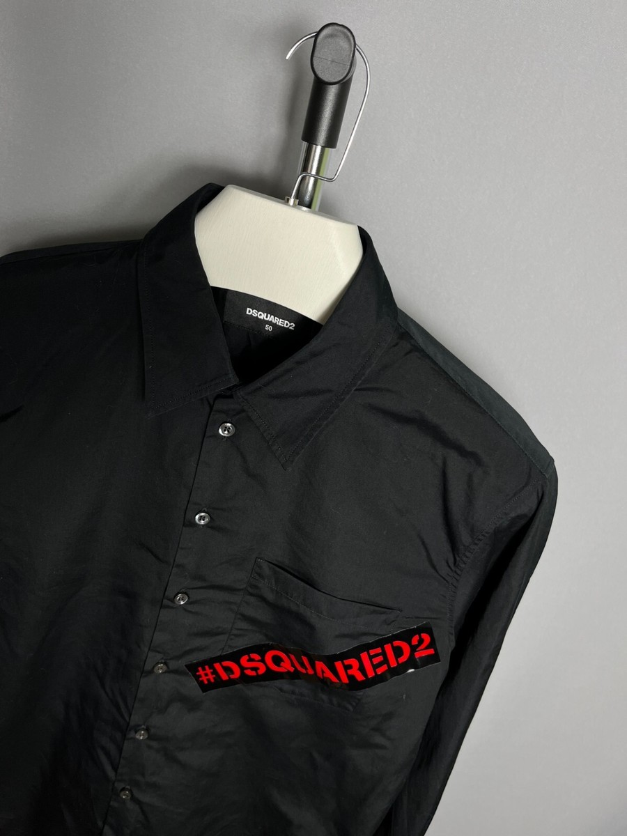 Dsquared2 Tape Pocket Shirt Black s74dm0231 Long Sleeve Sz 50 M | eBay