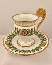 Antique Sevres Chocolate Cup  Saucer, Napoleon 1st