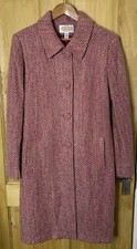 Talbots Wool Blend Tailored Wide Lapel Plaid Coat- Deep Moss Size 14 Purple