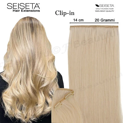 Hair Extension 3 Clip Capelli Veri Naturali Fascia 14 cm SEISETA 55 - 60 cm Remy