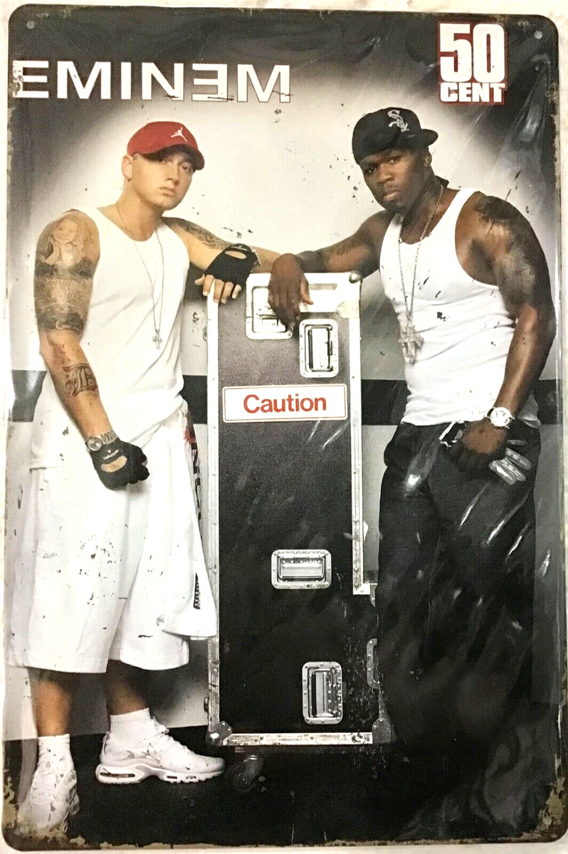 TIN SIGN new 8x12 Eminem 50 cent rap music singers rappers caution
