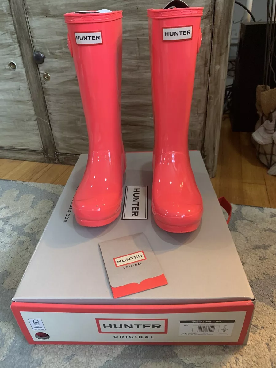 Hunter Original Glossy Rain Boots Hyper pink sz 4G 3B eBay