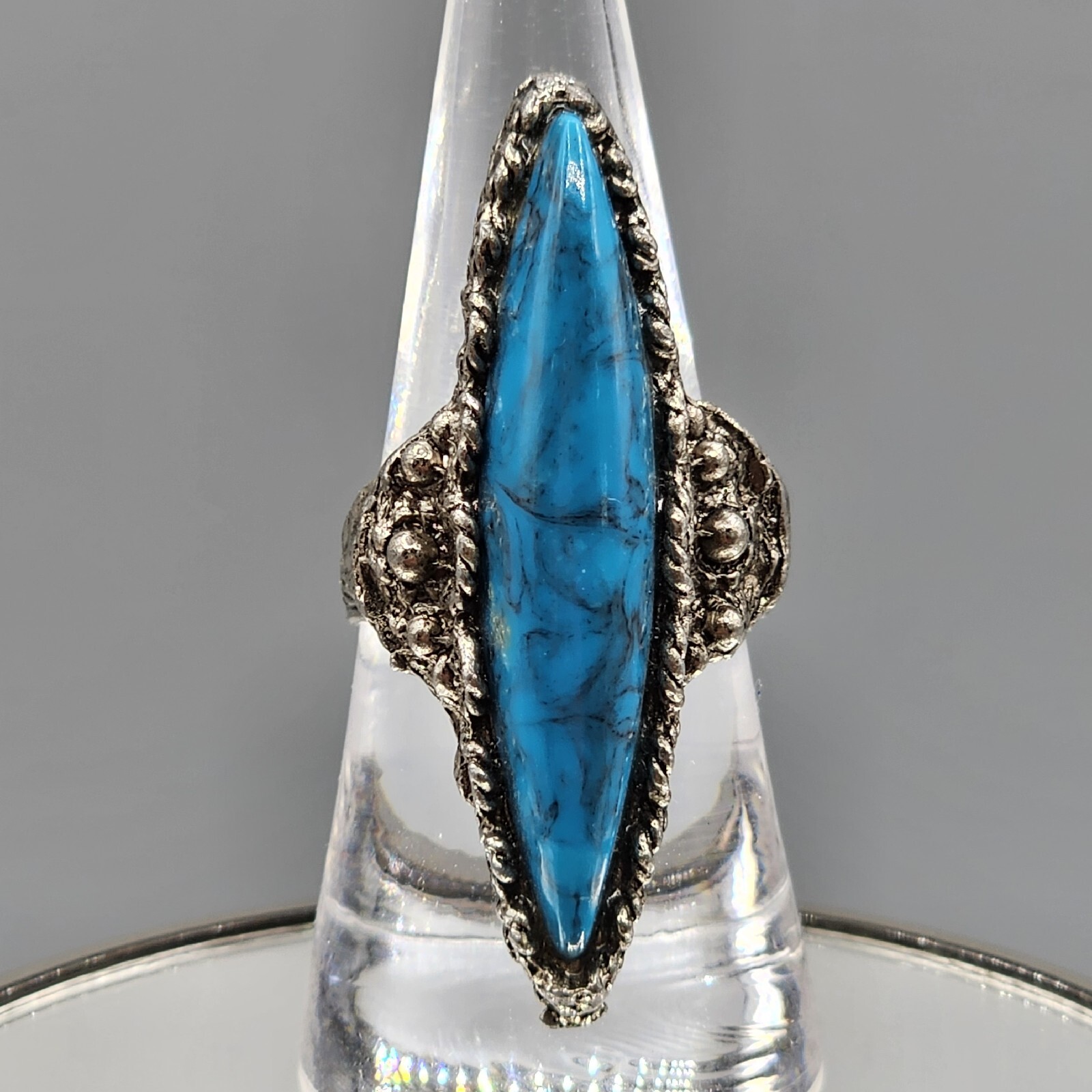 Southwest Statement Ring Silver Tone Adjustable B… - image 1