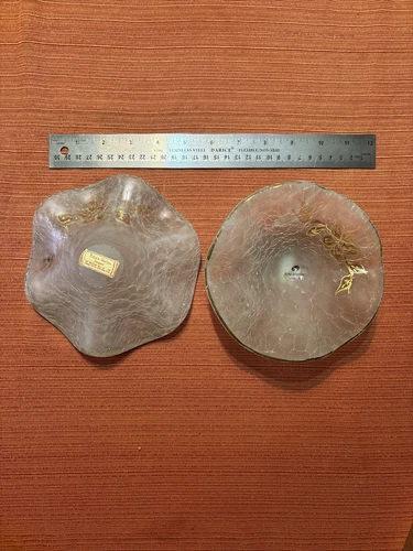 2 Arte Murano Glass Frosted Decorative candy dish Italy Lidia’s Imports 1950's.