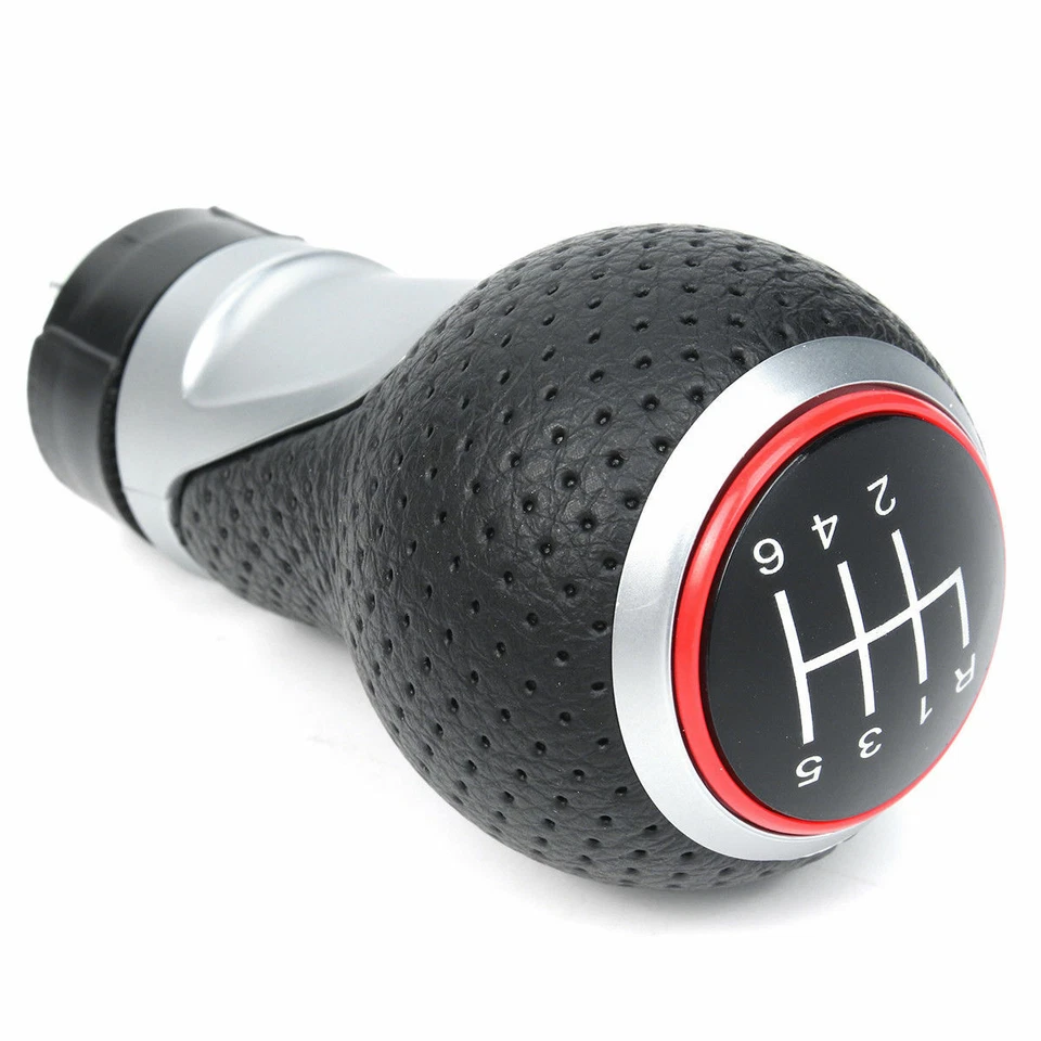 6 speed Leather Gear shift knob For Audi A1 A3 A4 B7 B8 B9 A5 A6 A7 A8 Q3 Q5 Q7 Foto 3 de 4