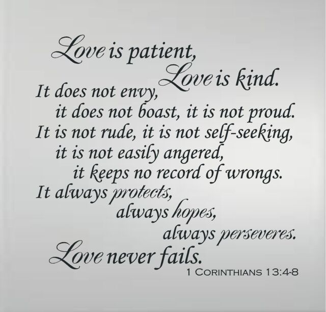 1 Corinthians 13 4 8 Wall Decal Love Is Patient Quote Inspired Bible Vinyl Decor For Sale Online Ebay