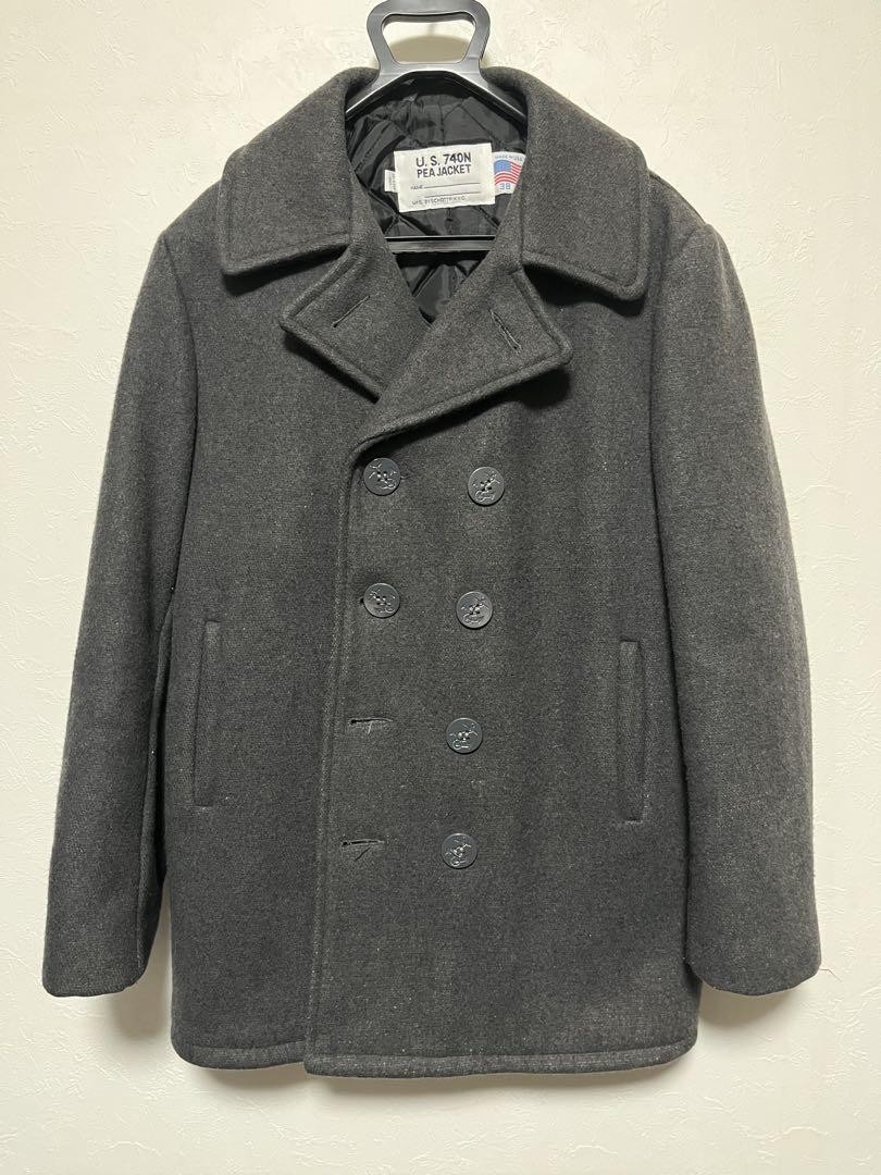 ‼️美品made in USA SCHOTT PEA JACKET Schott Pea Coat Gray size 38 Made In USA Shipping from Japan
