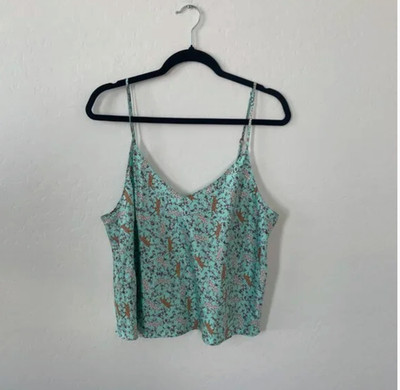  VS Floral Tiger Print Cat Sleep Lounge Pajama Blouse Artsy Classy Chic Tank Top