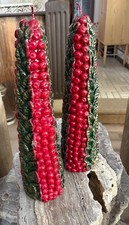 Unused Two Neiman Marcus 15 inch Berry Holiday Candles - 2 Candle Bundle