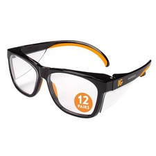 KleenGuard Maverick 49312 Clear Lenses Black Frame Orange Tips 12 Pairs Case