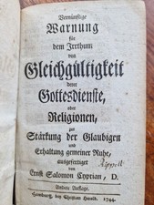 1744 Ernst Salomon Cyprian Warnung für dem Irrtum Gleichgültigkeit Gottedienste