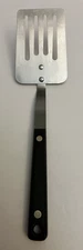 Vintage EKCO Flint Vanadium SHORT Slotted Spatula 10.5" USA Black Handle