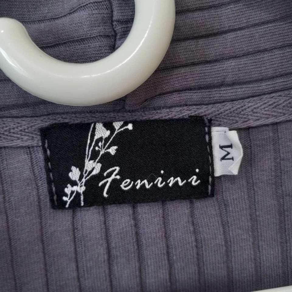 FENINI Mujer Gris Algodón Botón Chaqueta Boho Informal Minimalista Todos los Días Top M Foto 2 de 4