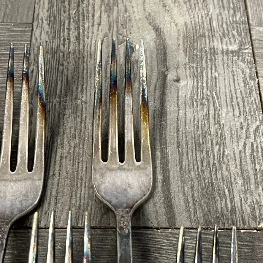 6-50 Wm Rogers & Sons ABRIL Cena Plato Plateado Rejilla Horquillas MCM Cocina Foto 3 de 4