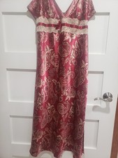 Xl California Dynasty Long Floral Satin Nightgown Euc