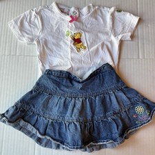 VTG Disney Winnie The Pooh Y2K One Piece  Denim Skort Embroidered 18 Month