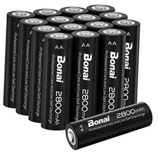  AA Rechargeable Batteries 2800mAh 1.2V Ni-MH Low Self Discharge 16 16 counts