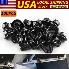 100PC Car Body Bolts Screw Kit Fender M6-1.0x 16mm Long-10mm Hex- 17mm Washer